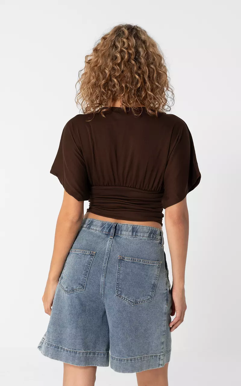 Shirt mit V-Ausschnitt Dunkelbraun