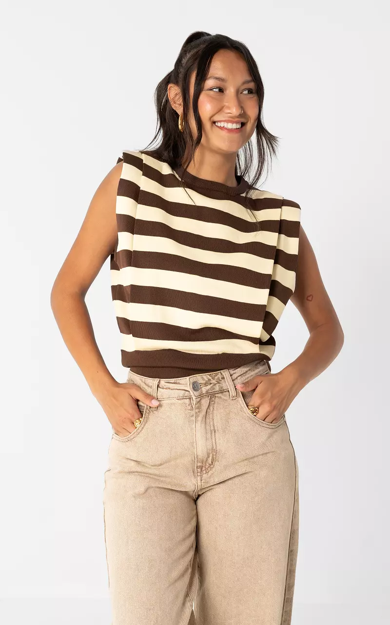 Gestreiftes Top Dunkelbraun Creme