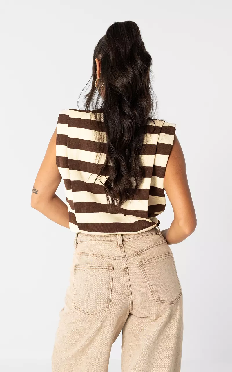 Gestreiftes Top Dunkelbraun Creme