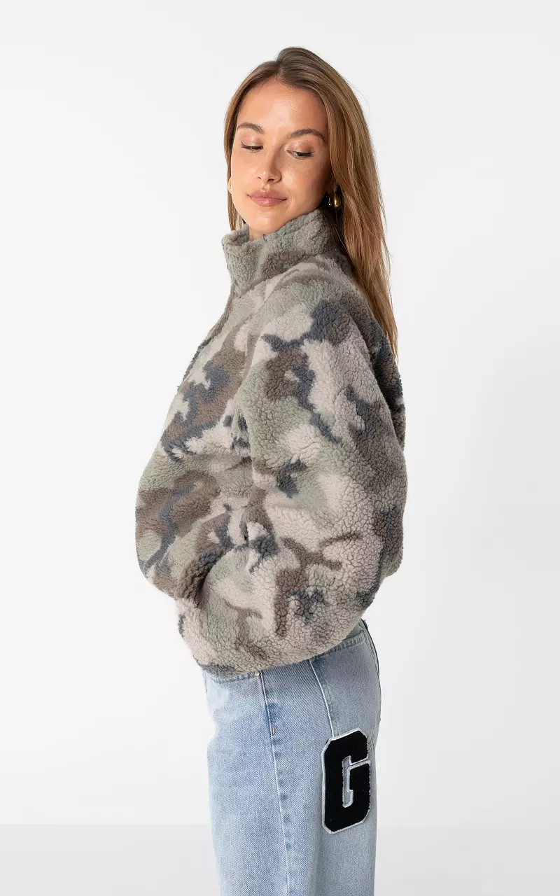 Fleece Jacke Grau Hellgrün