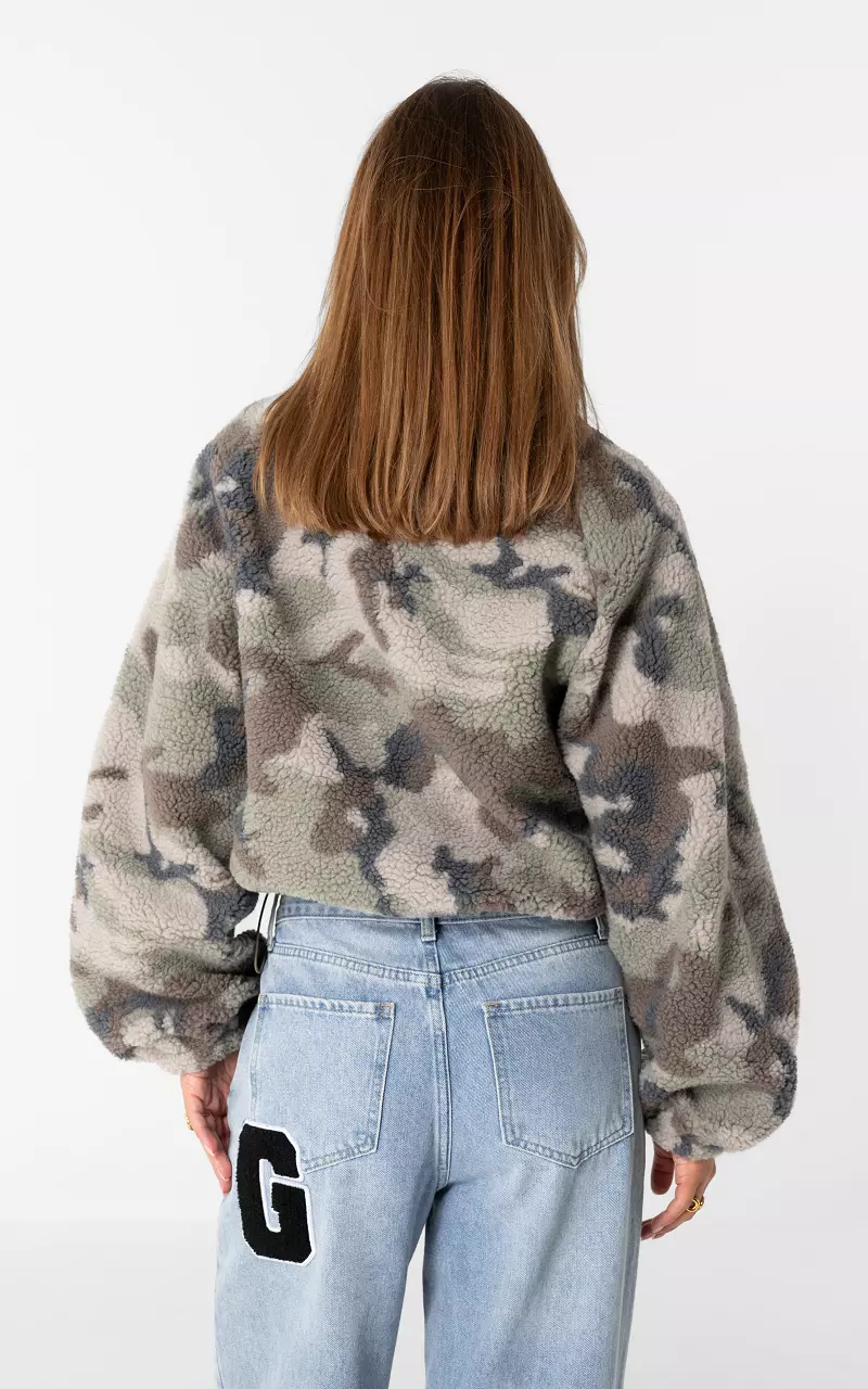 Fleece Jacke Grau Hellgrün