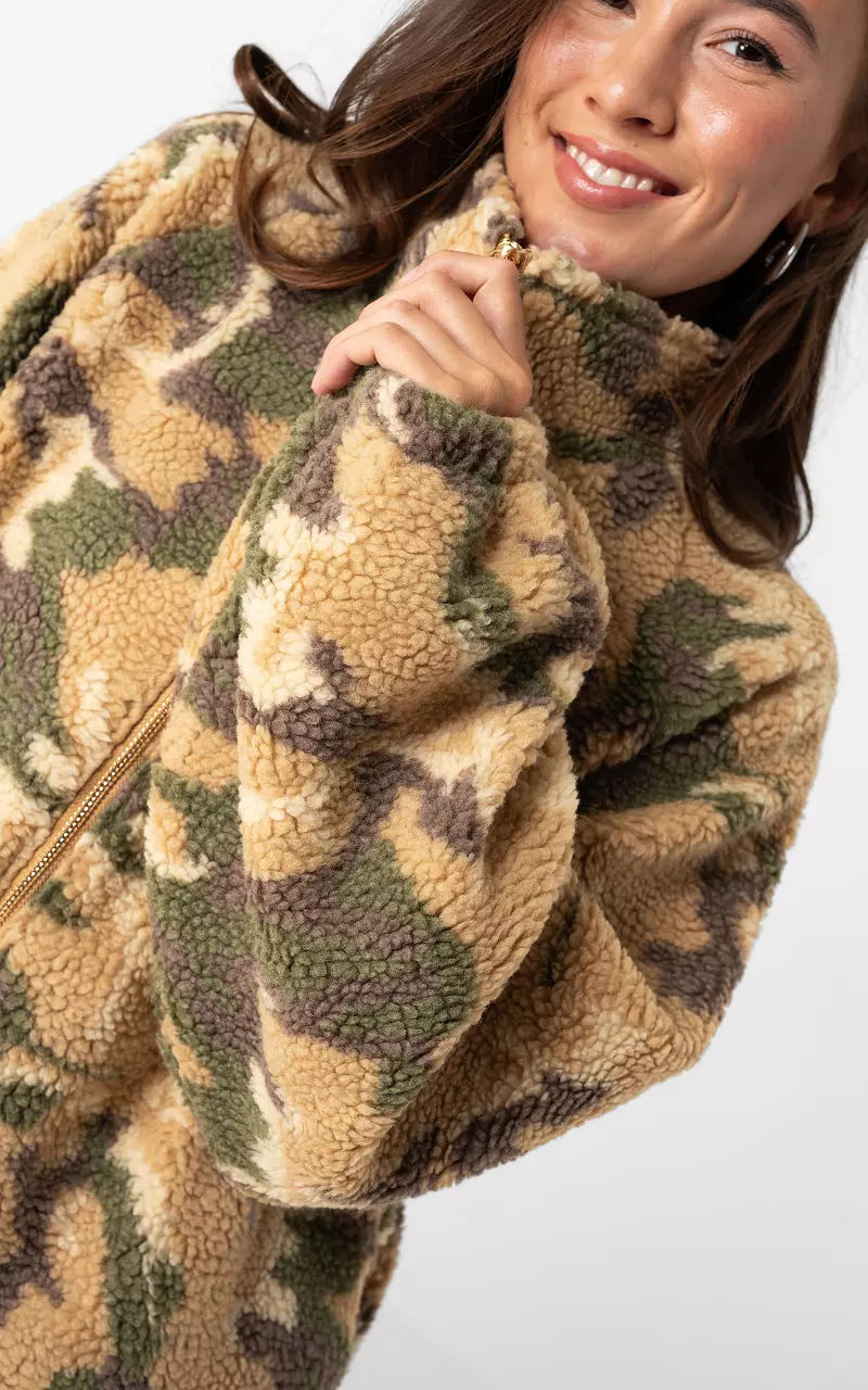 Fleece Jacke Beige Kaki