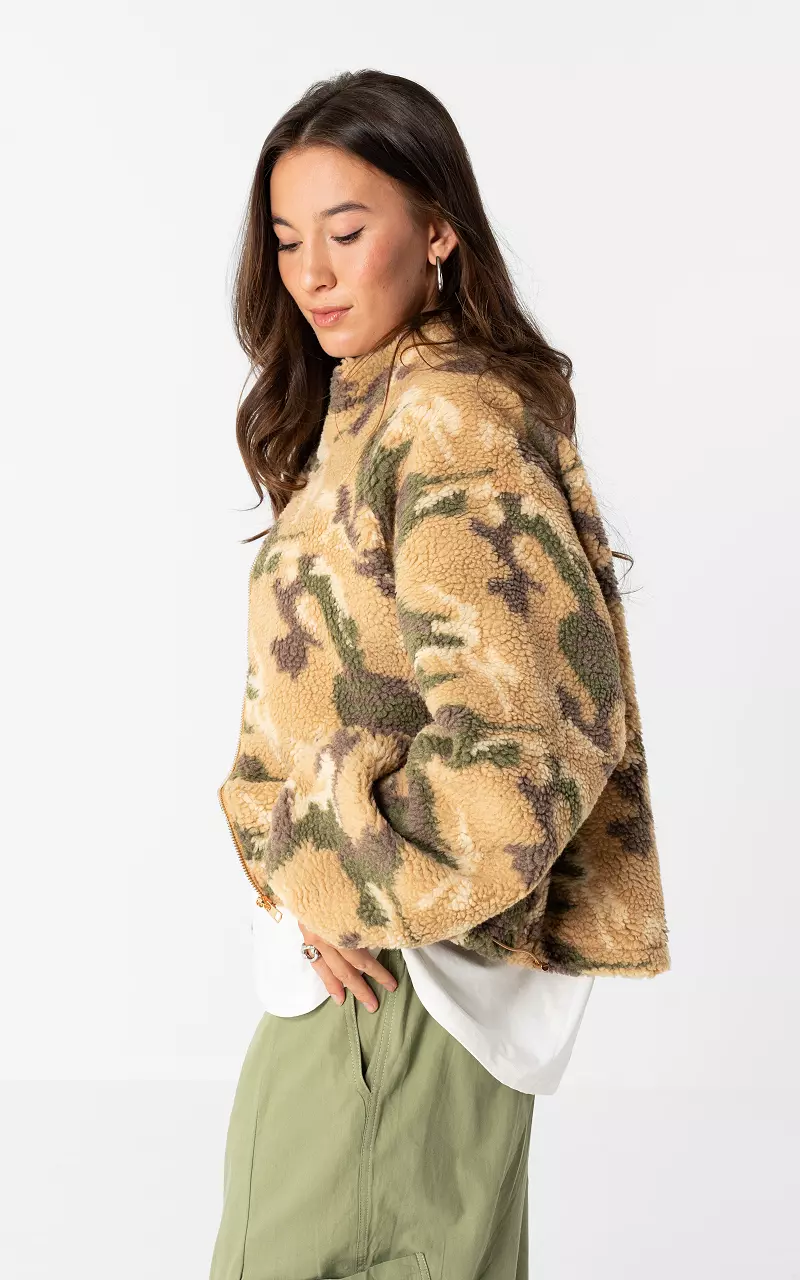 Fleece Jacke Beige Kaki
