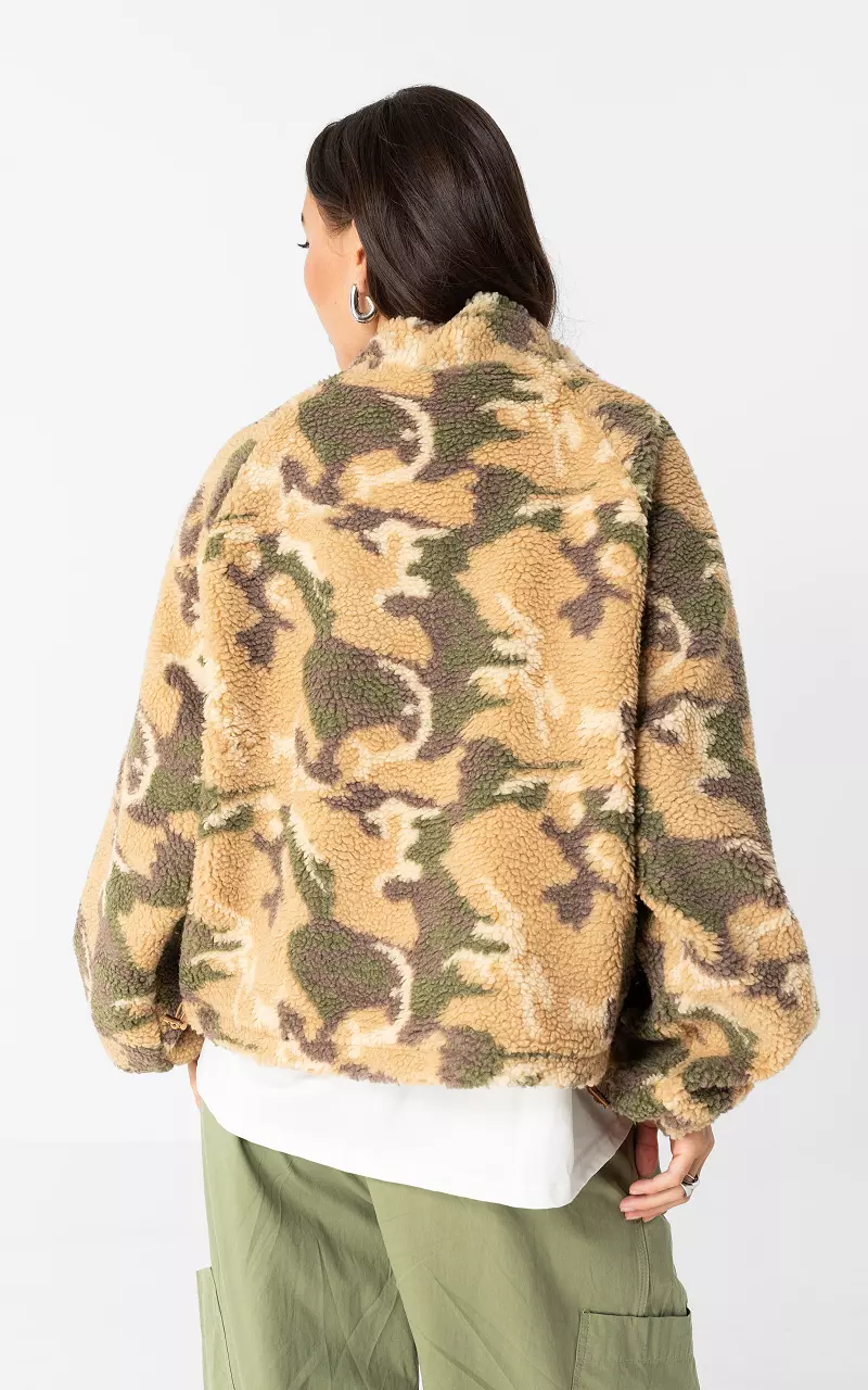 Fleece Jacke Beige Kaki