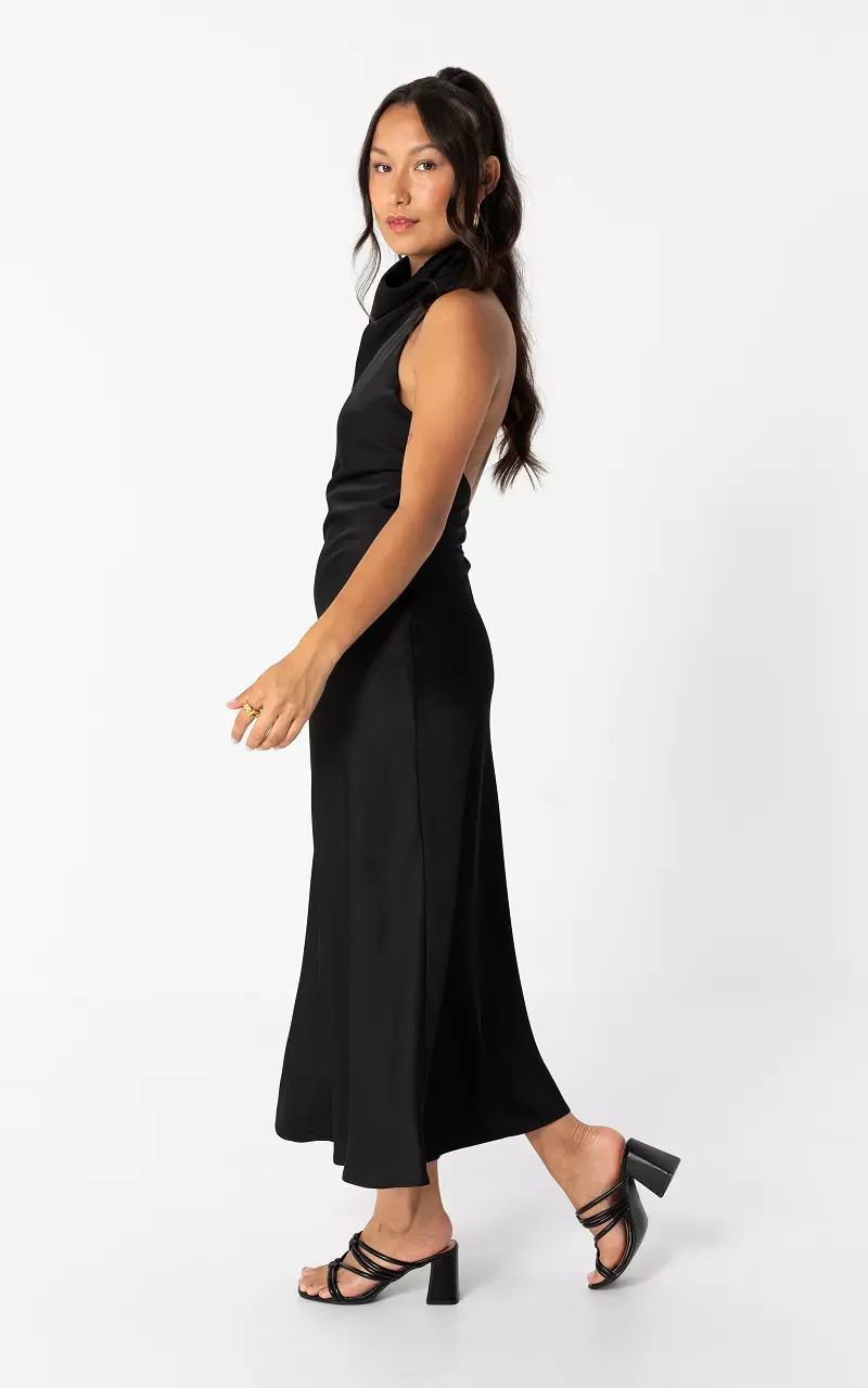 Halterkleid im Satin-Look Schwarz