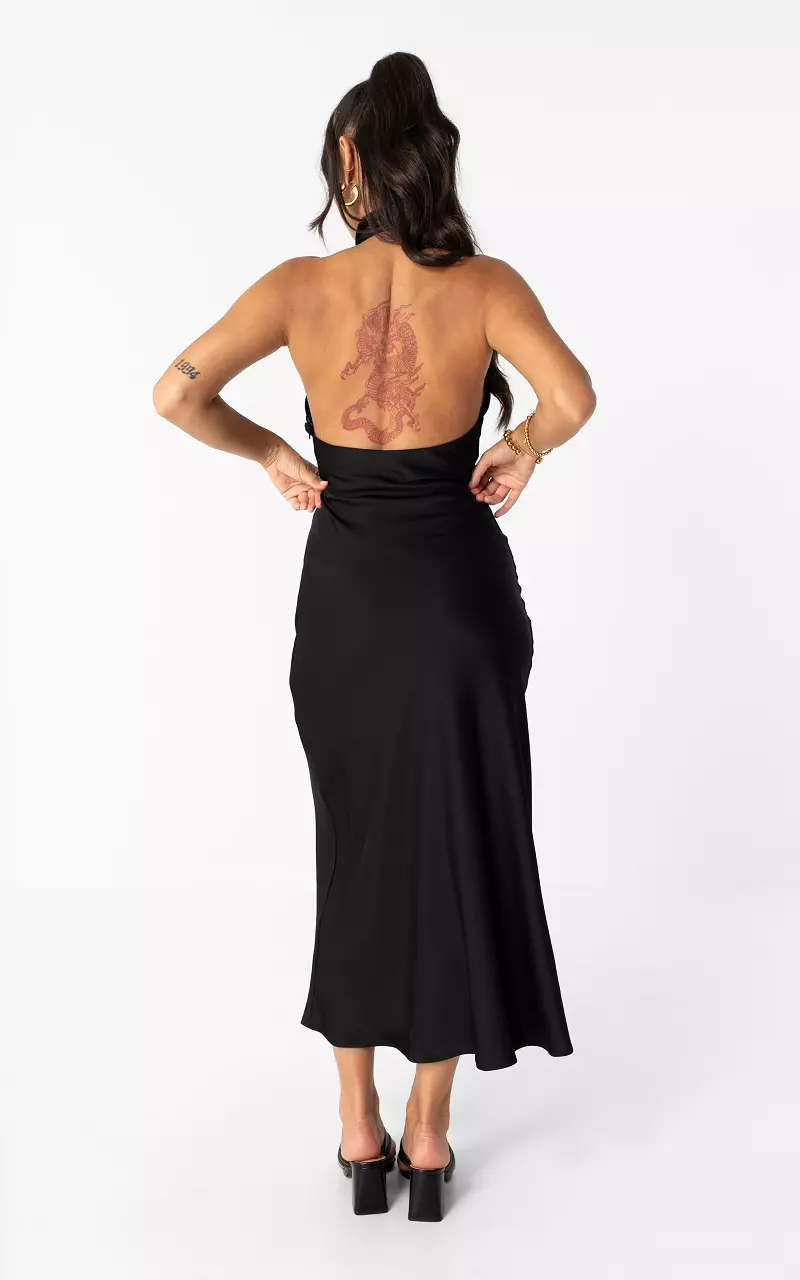 Halterkleid im Satin-Look Schwarz