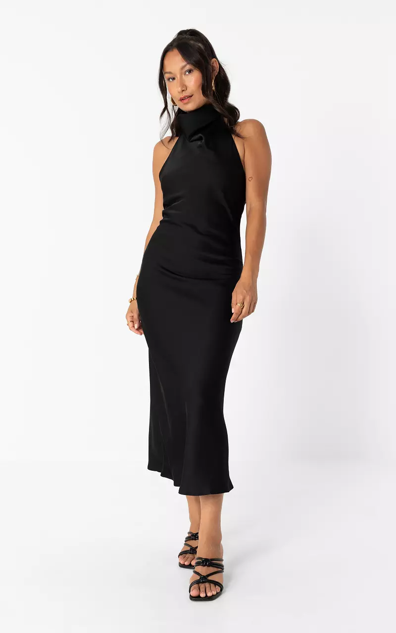 Halterkleid im Satin-Look Schwarz