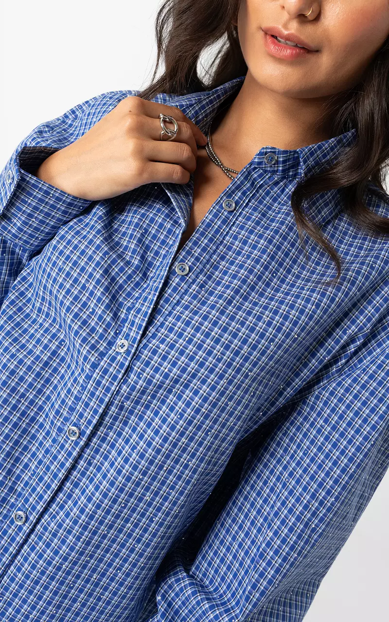 Bluse mit Glitzer Blau Schwarz