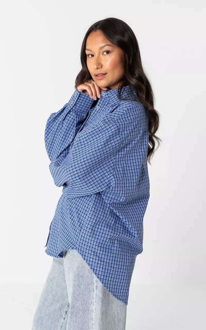 Bluse mit Glitzer Blau Schwarz