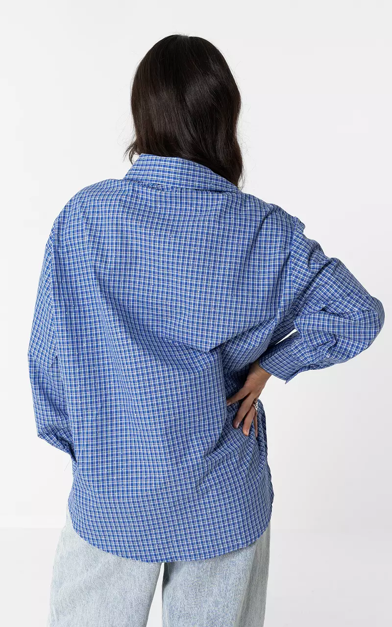 Bluse mit Glitzer Blau Schwarz