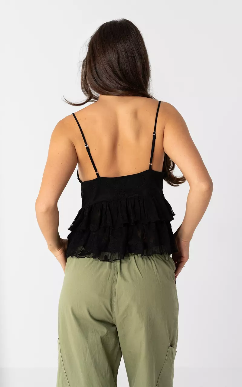 Mehrlagiges Spitzentop Schwarz