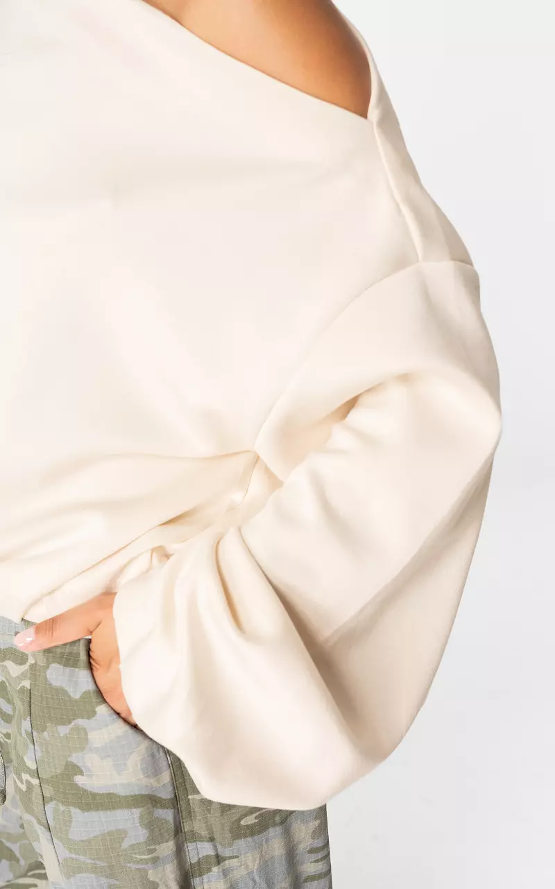 Pullover mit U-Boot-Ausschnitt Creme
