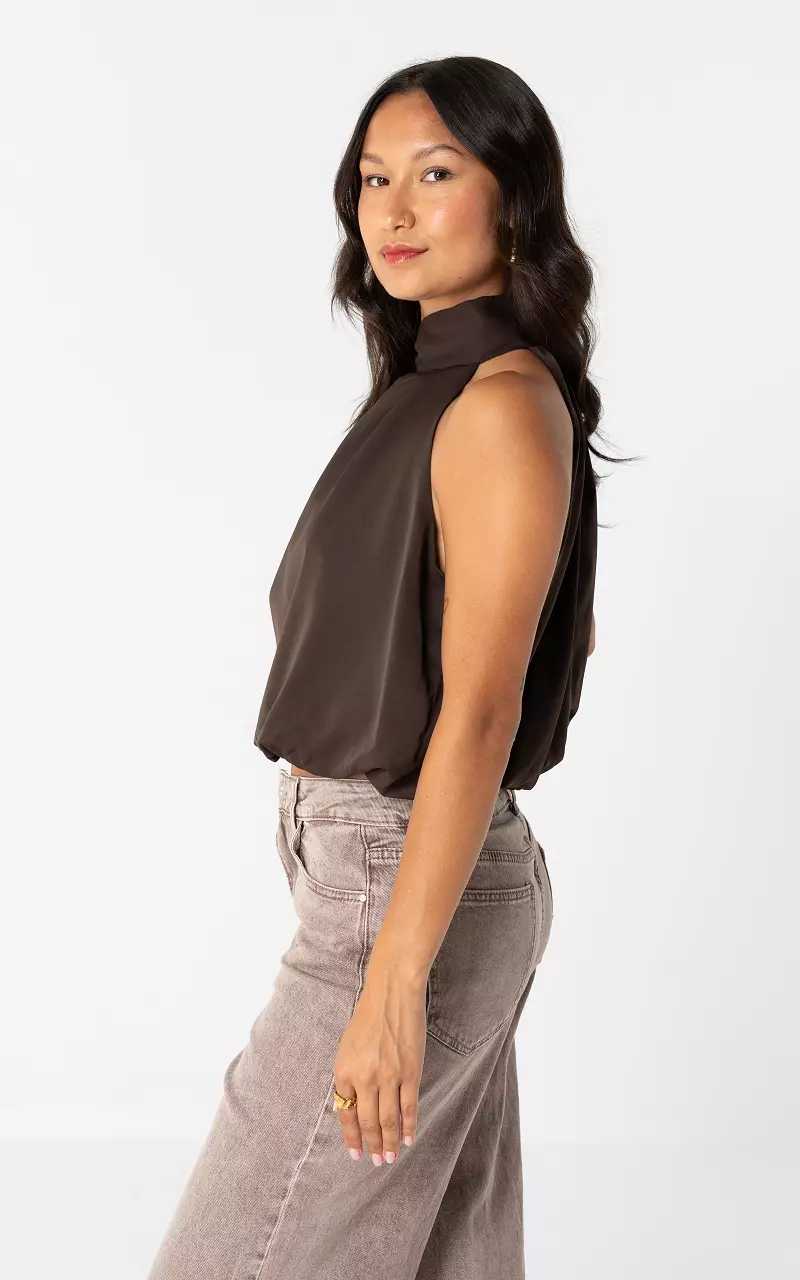Cropped Haltertop Dunkelbraun