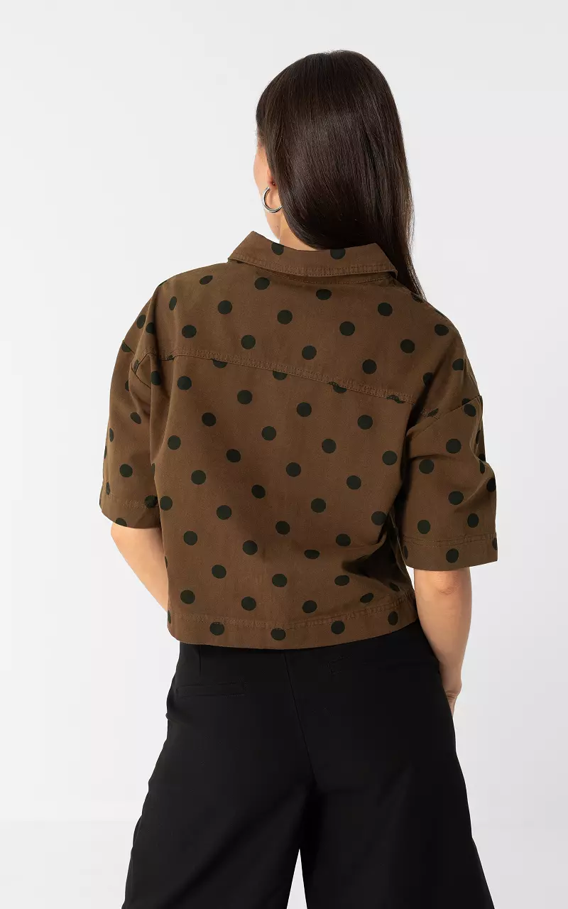 Denimbluse mit Punkten Braun Schwarz
