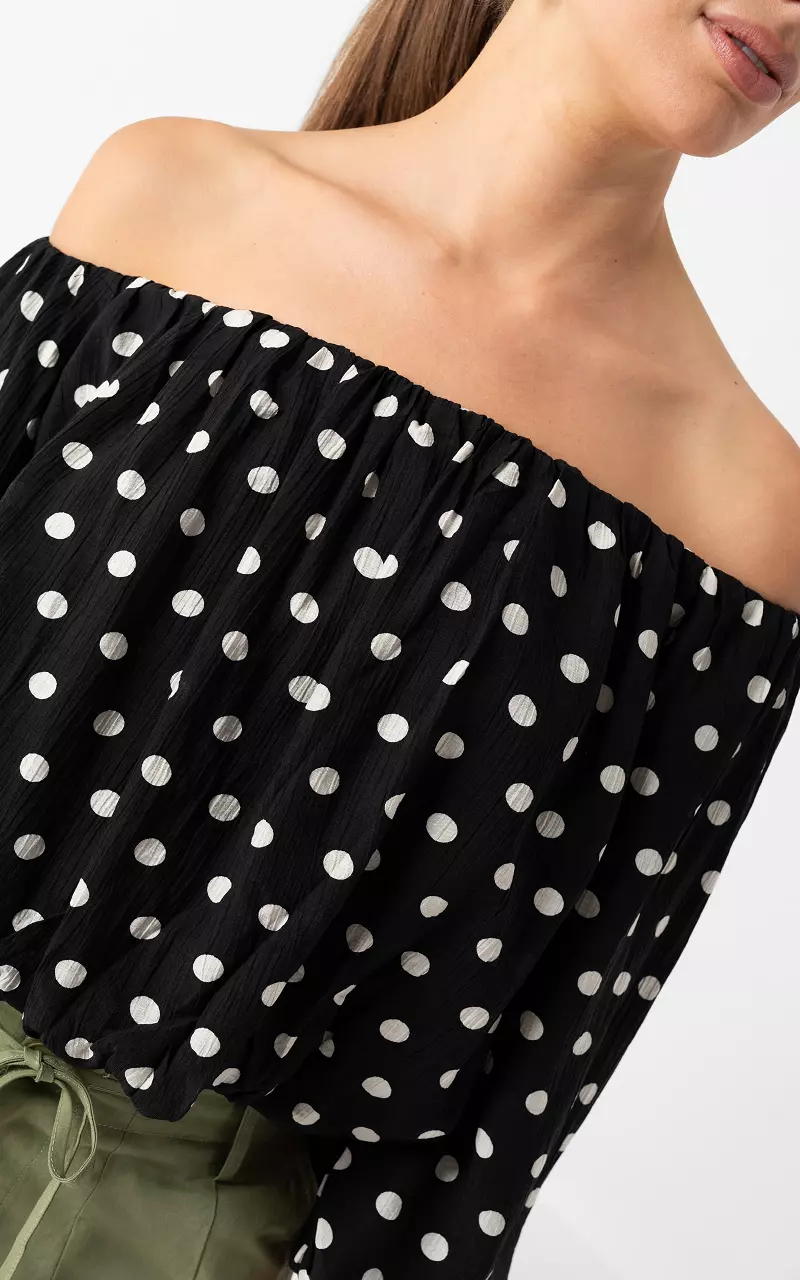 Off-Shoulder Top Schwarz Weiß