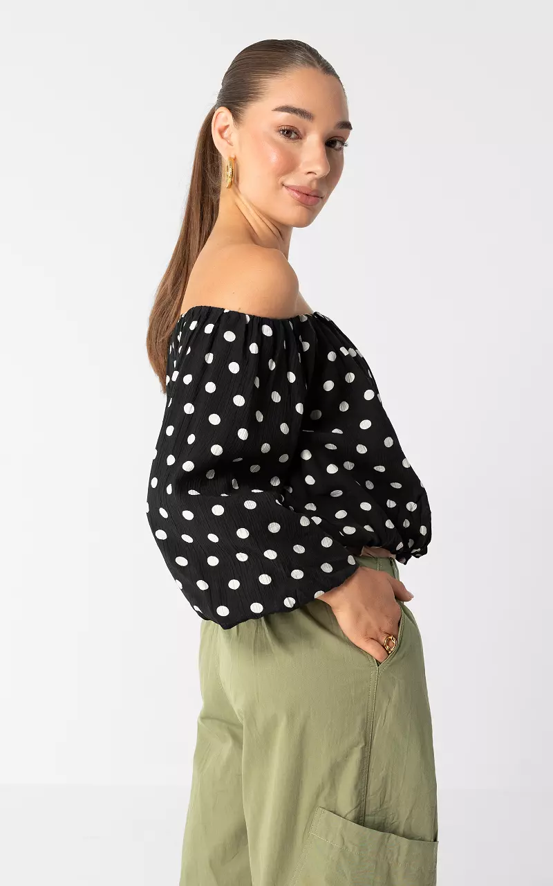 Off-Shoulder Top Schwarz Weiß