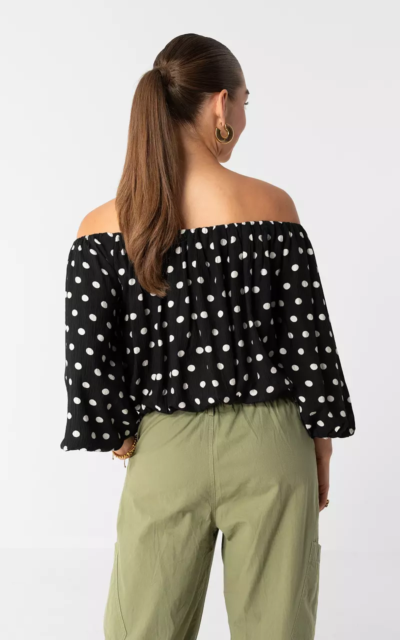 Off-Shoulder Top Schwarz Weiß