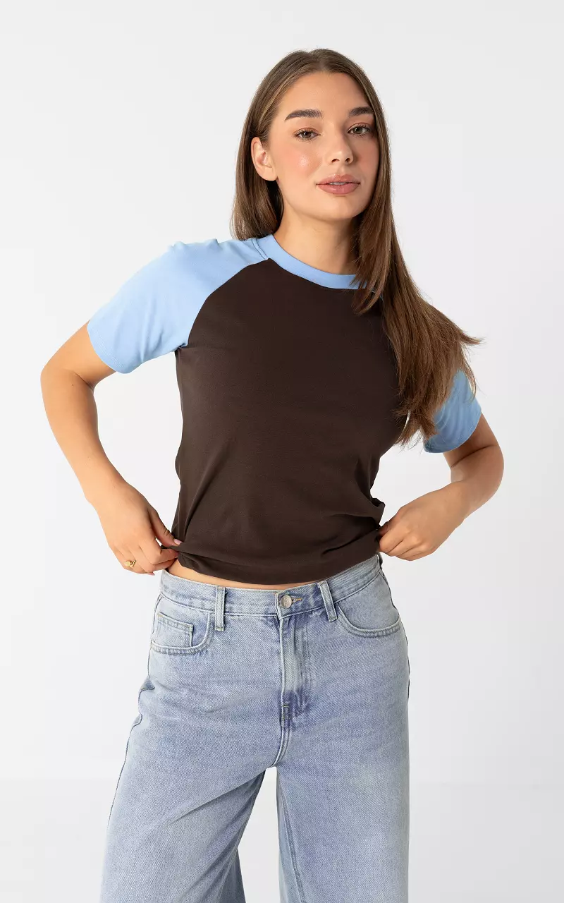 Stretch Shirt Dunkelbraun Blau