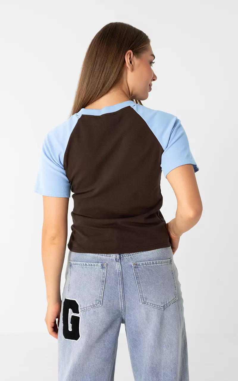 Stretch Shirt Dunkelbraun Blau