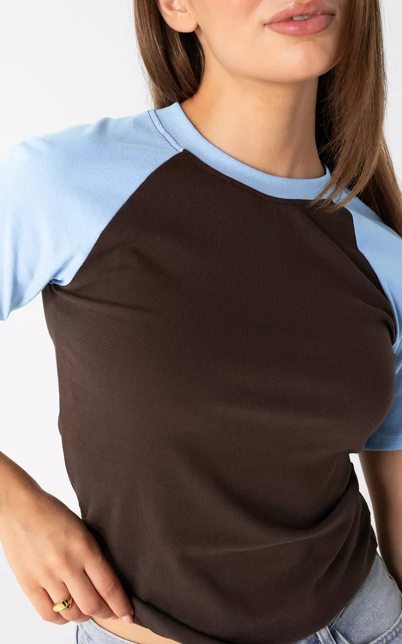 Stretch Shirt Dunkelbraun Blau