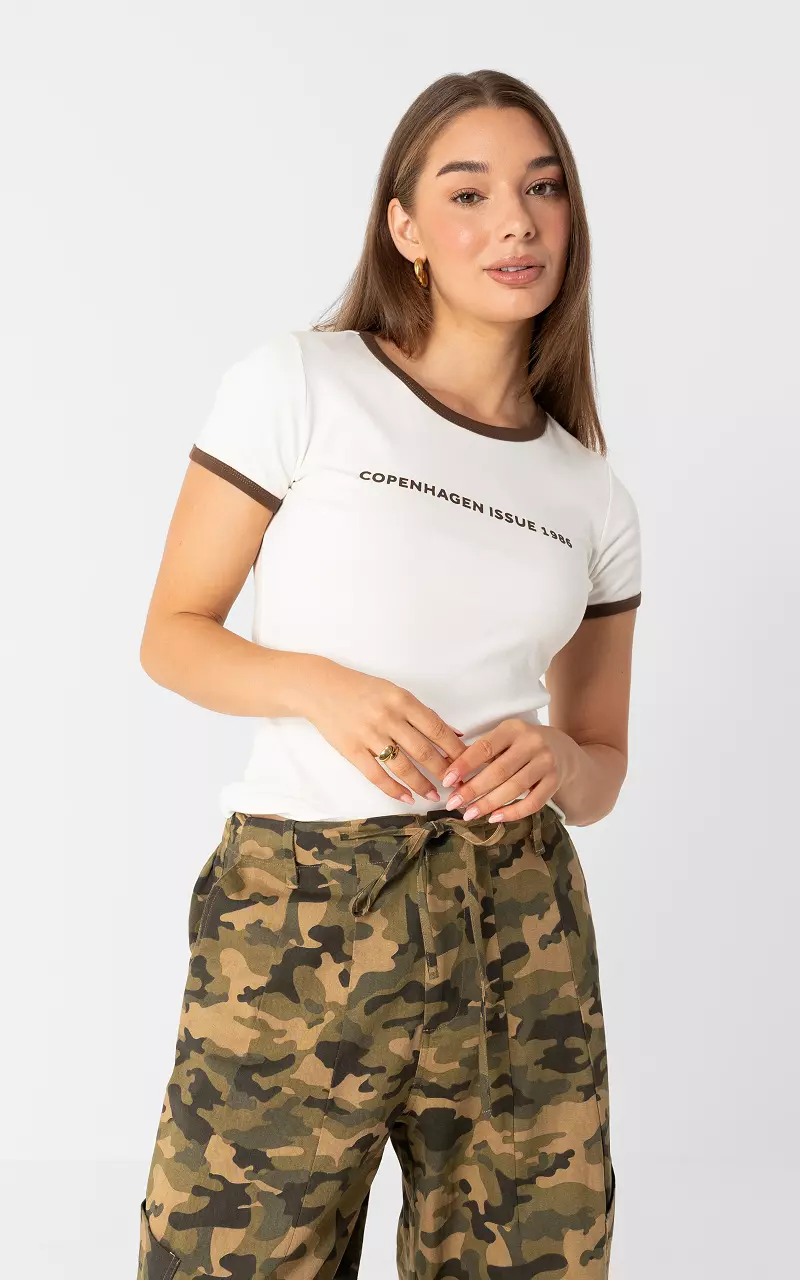 Kopenhagen T-Shirt Weiß Dunkelbraun