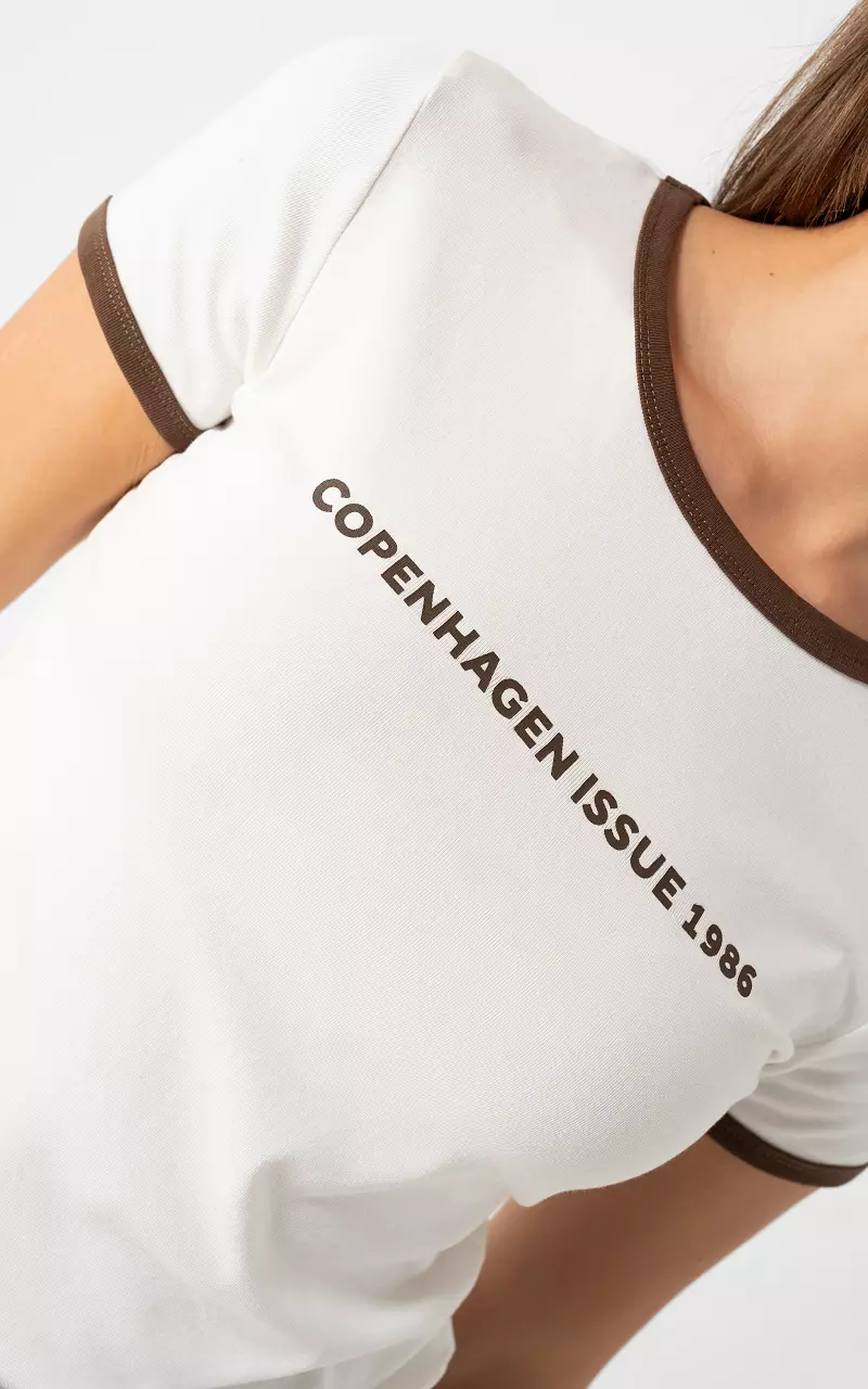 Kopenhagen T-Shirt Weiß Dunkelbraun