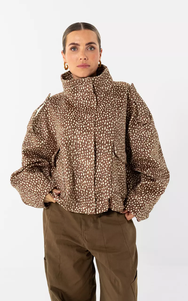 Jacke mit Muster Braun Weiß