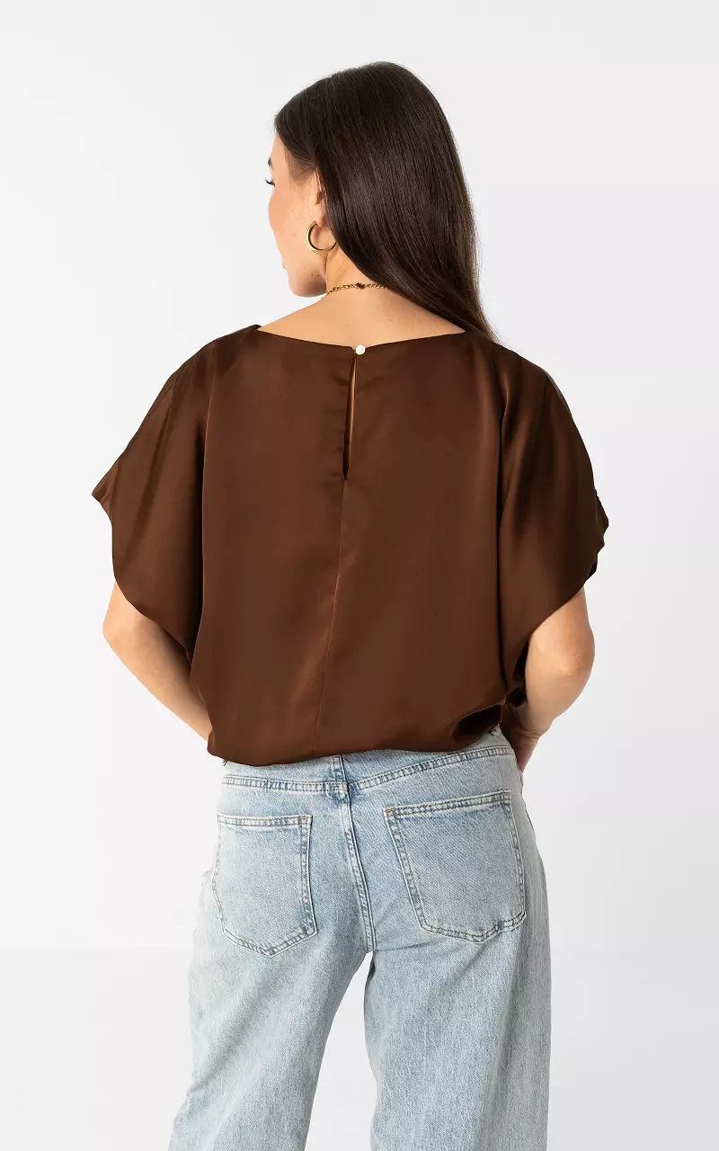Top im Satin-Look Dunkelbraun