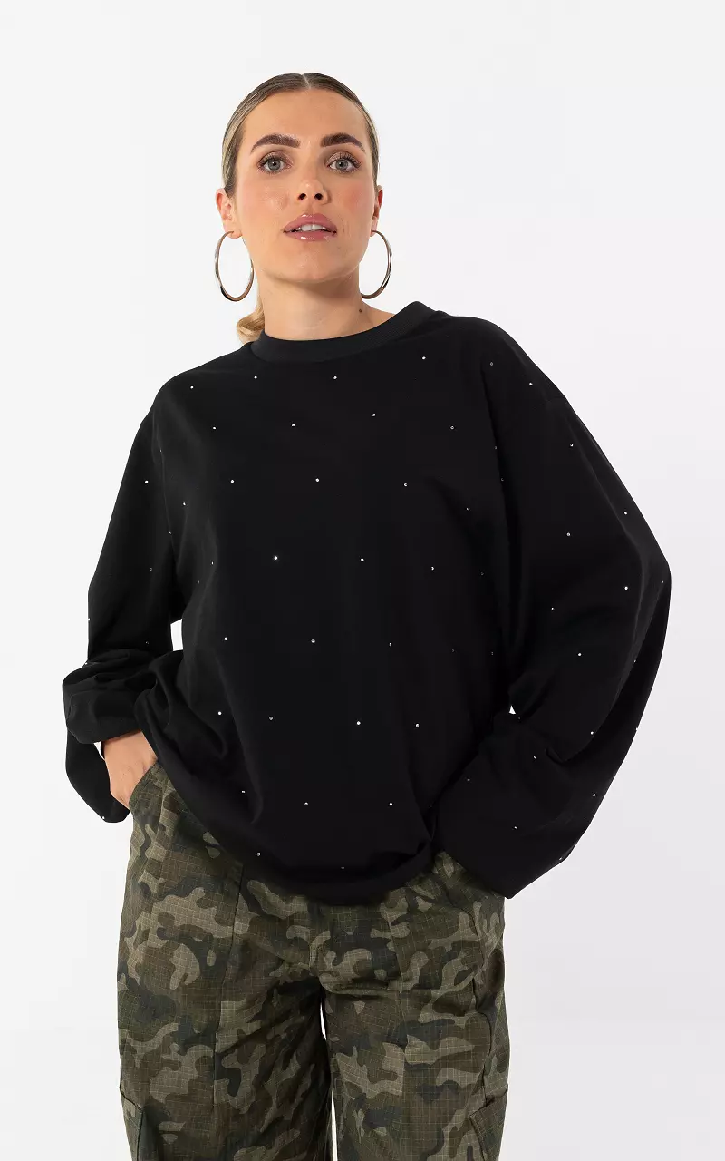 Strass long sleeve Black