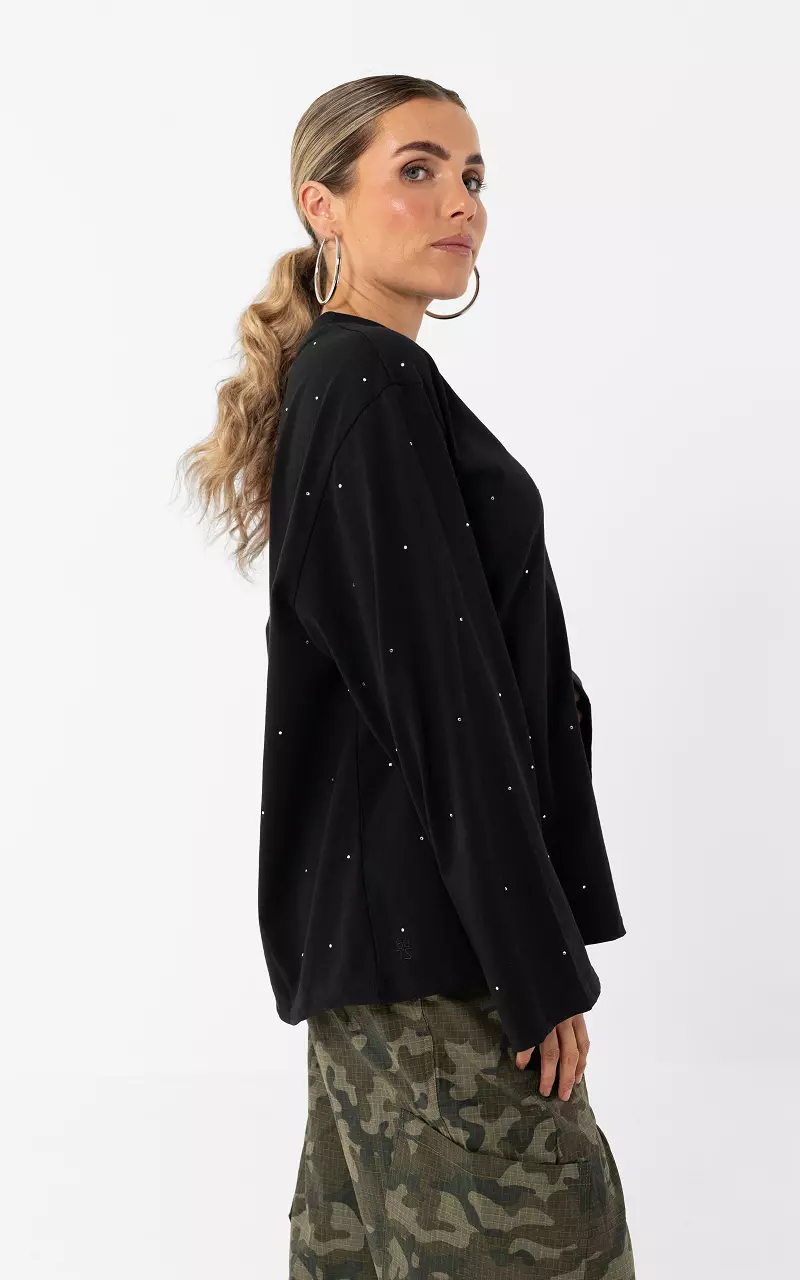 Strass long sleeve Black