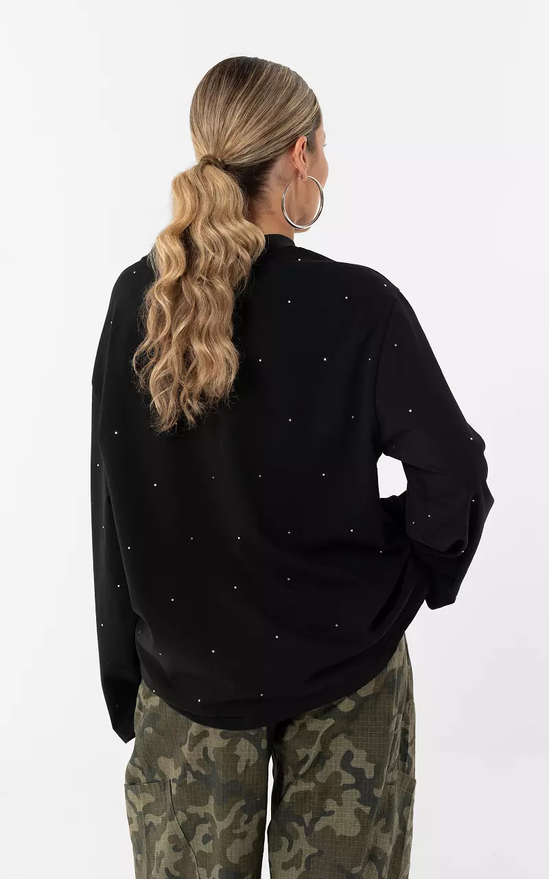 Strass long sleeve Black