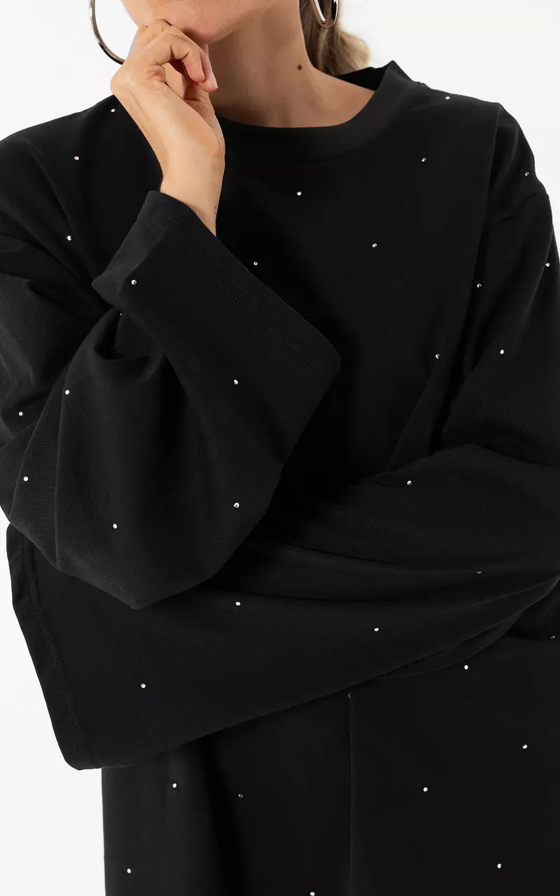 Strass long sleeve Black
