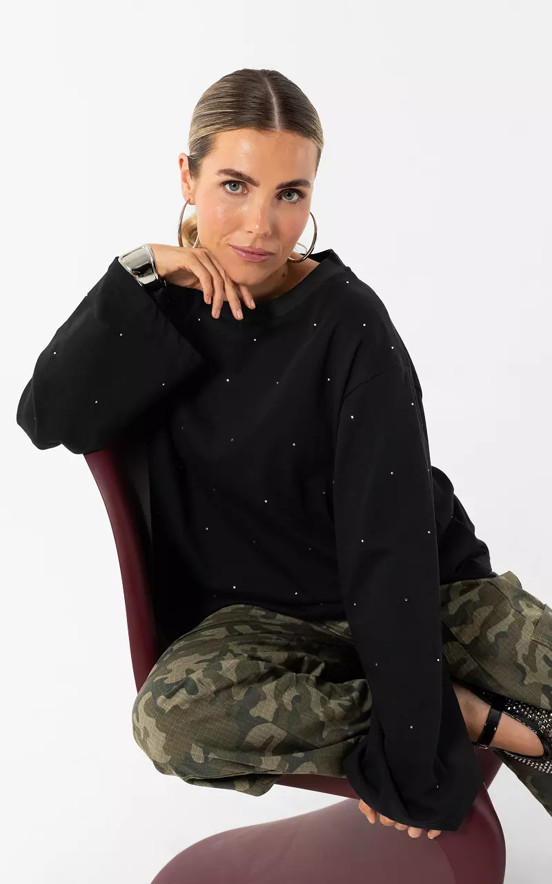 Strass long sleeve Black