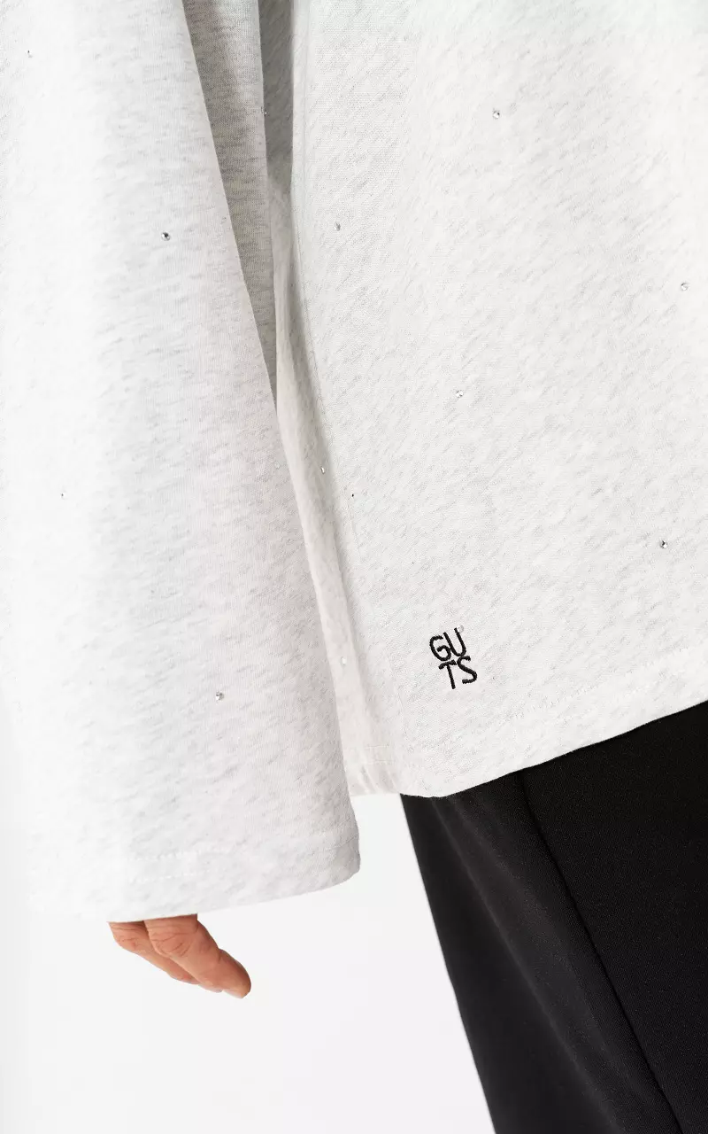 Strass longsleeve Lichtgrijs