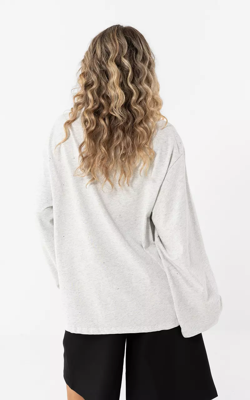 Strass longsleeve Lichtgrijs