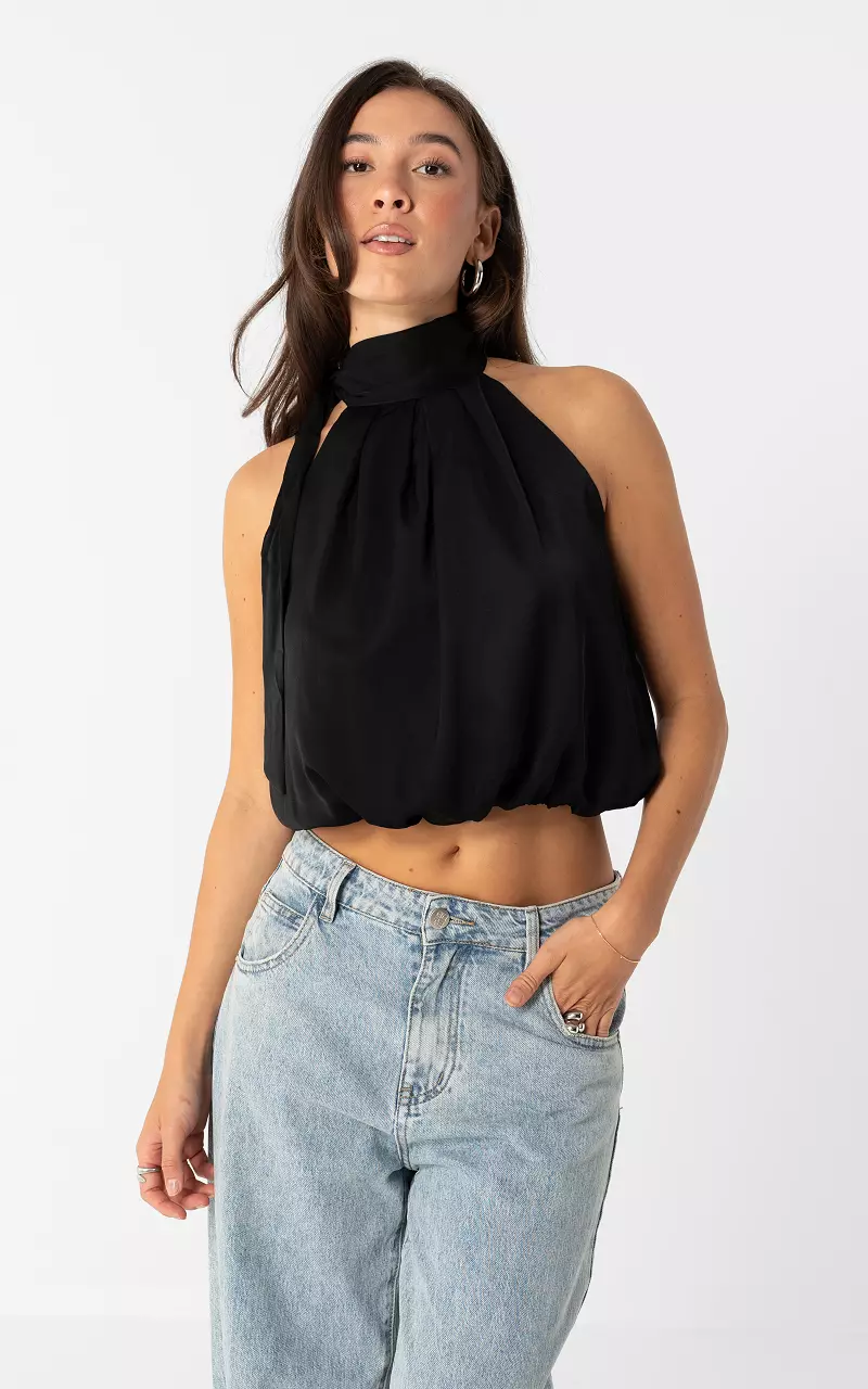 Cropped Haltertop Schwarz