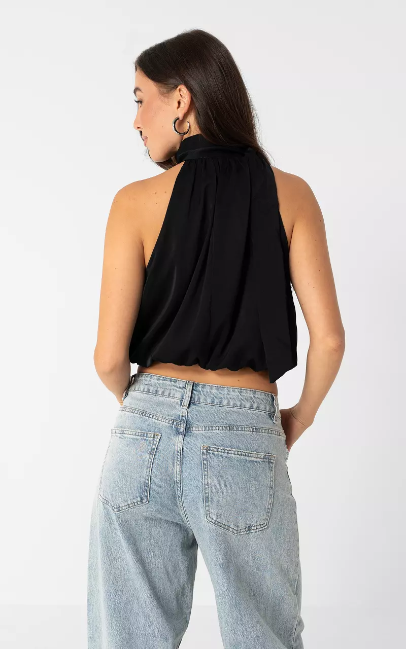 Cropped Haltertop Schwarz