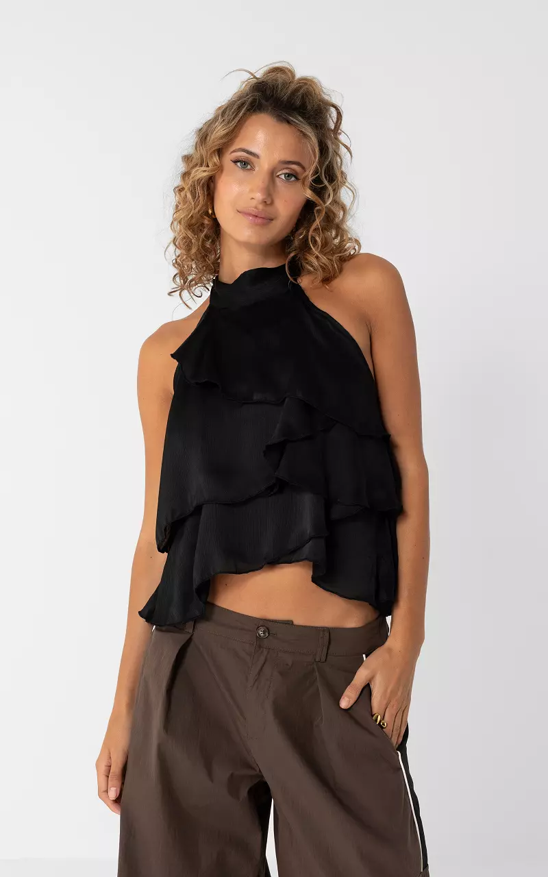 Layered halter top Black
