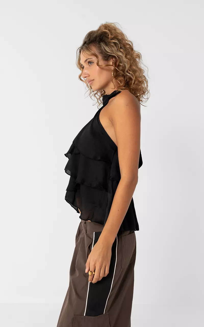 Layered halter top Black