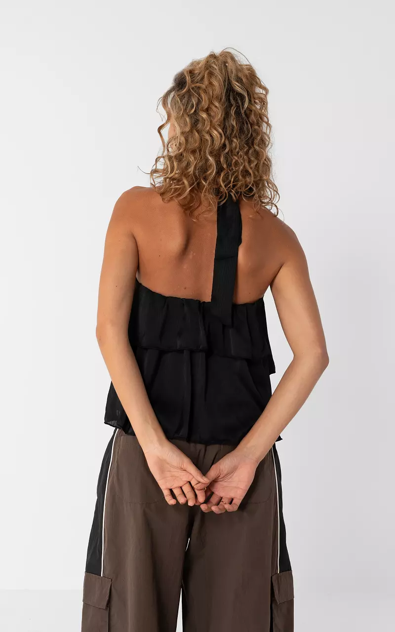 Layered halter top Black