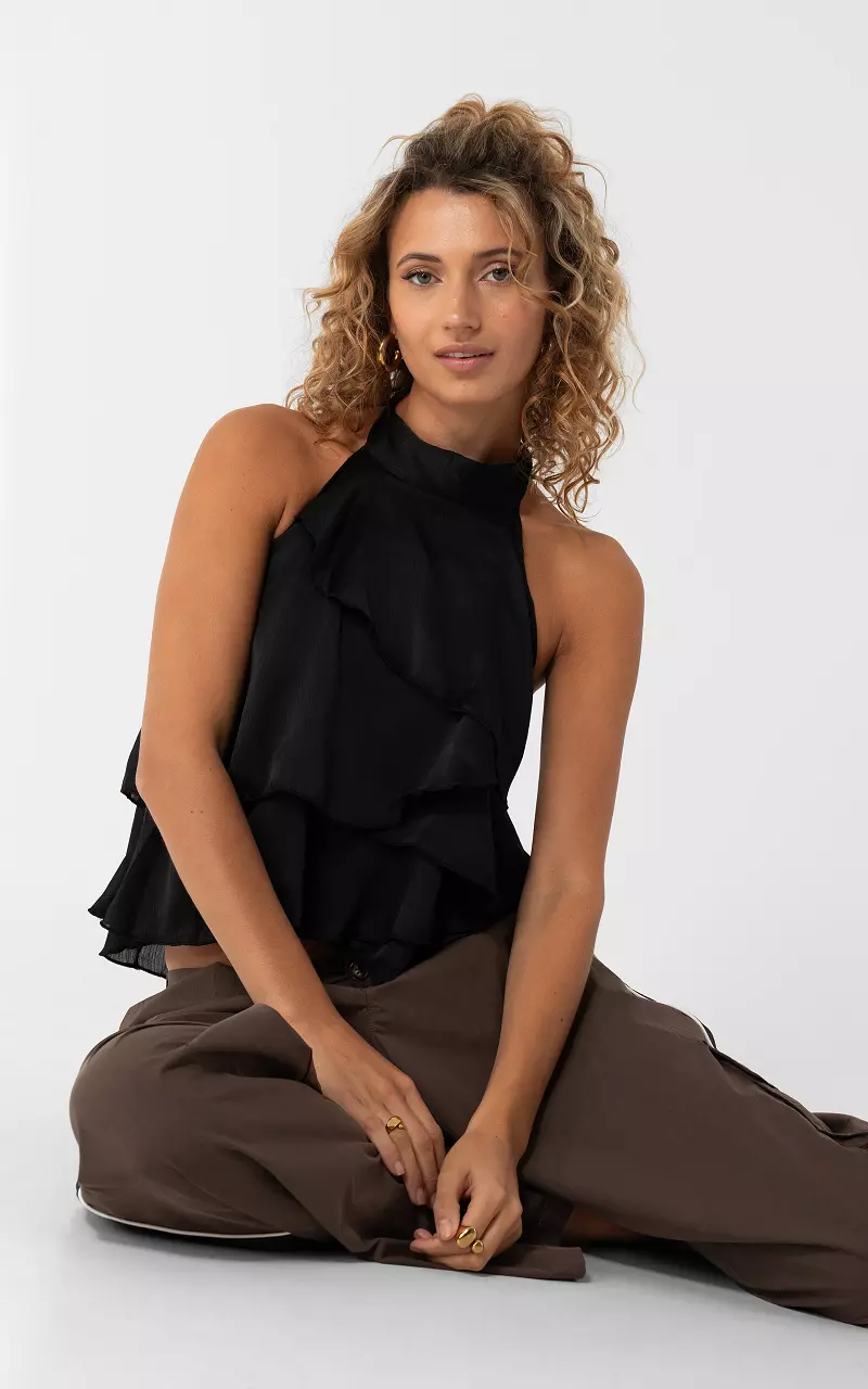 Layered halter top Black