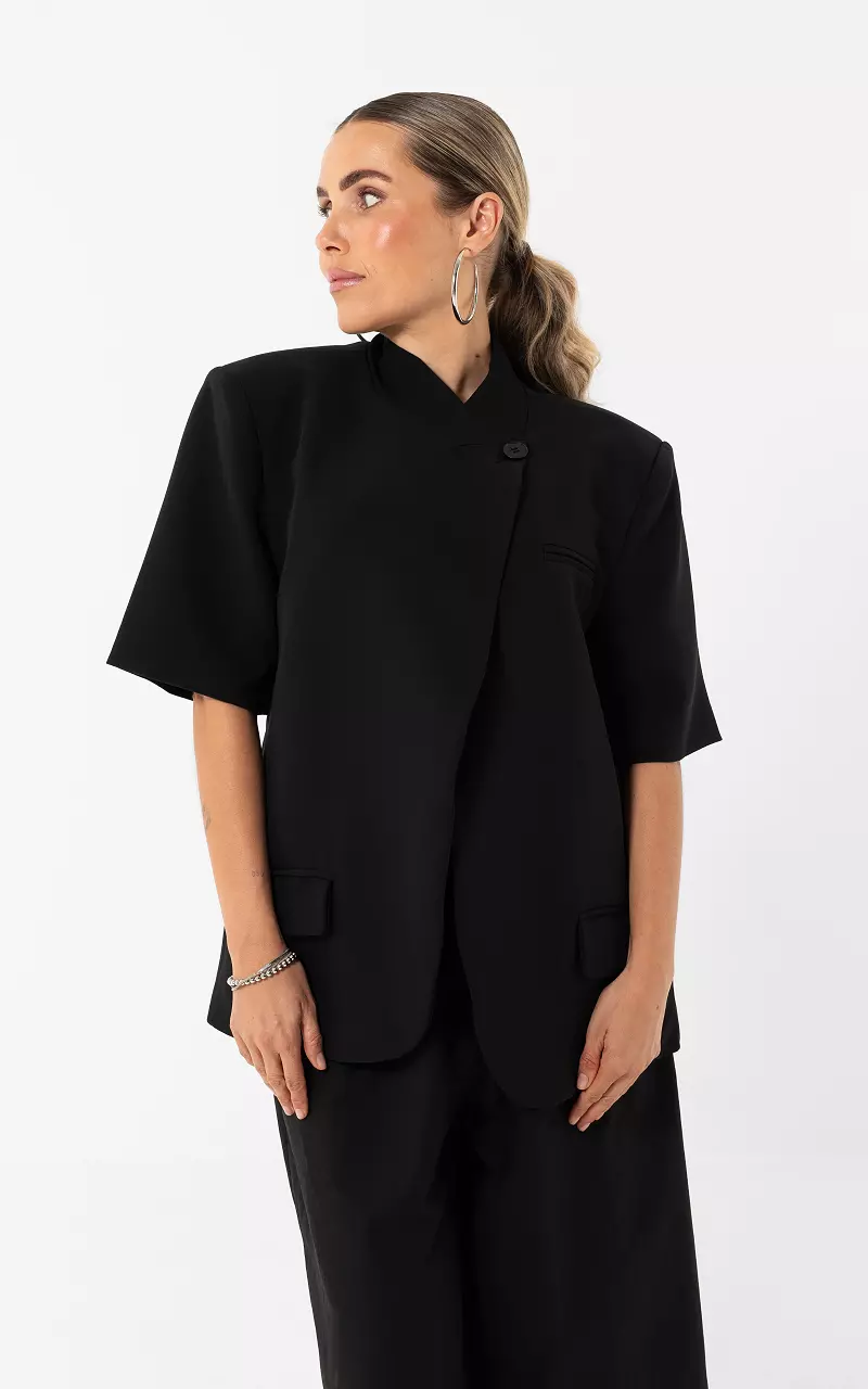 Short Sleeve Blazer Black