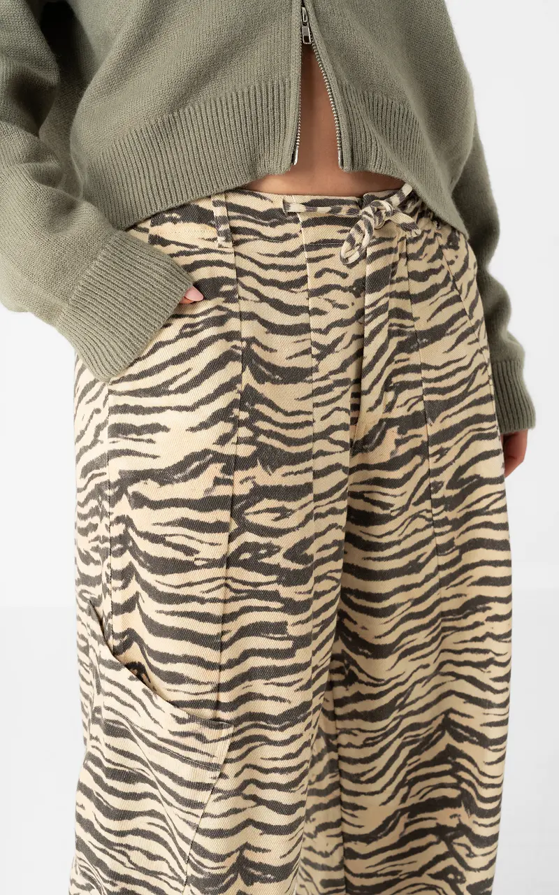 Zebra print trousers Beige Black
