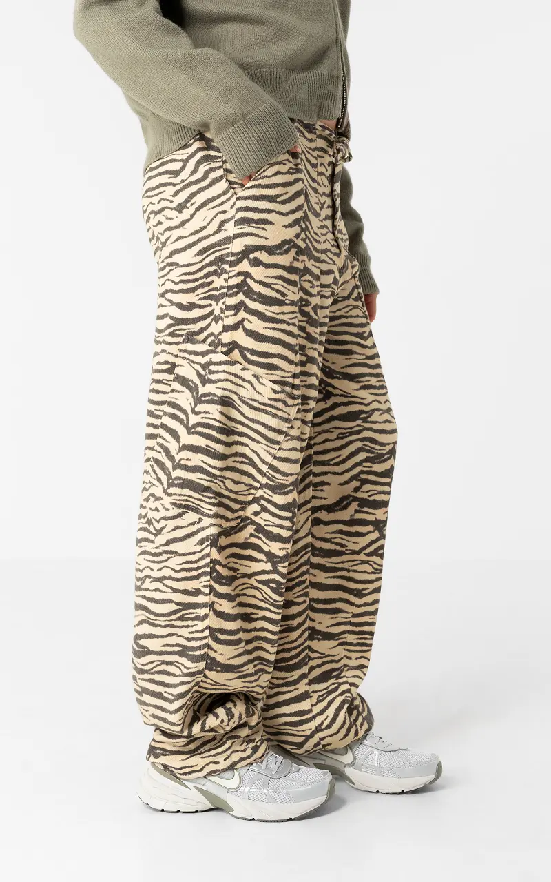Zebra print trousers Beige Black