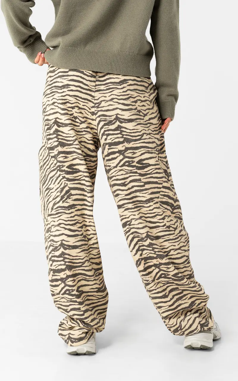 Zebra print trousers Beige Black