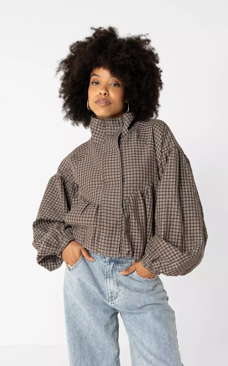 Ballon Jacke Braun Weiß