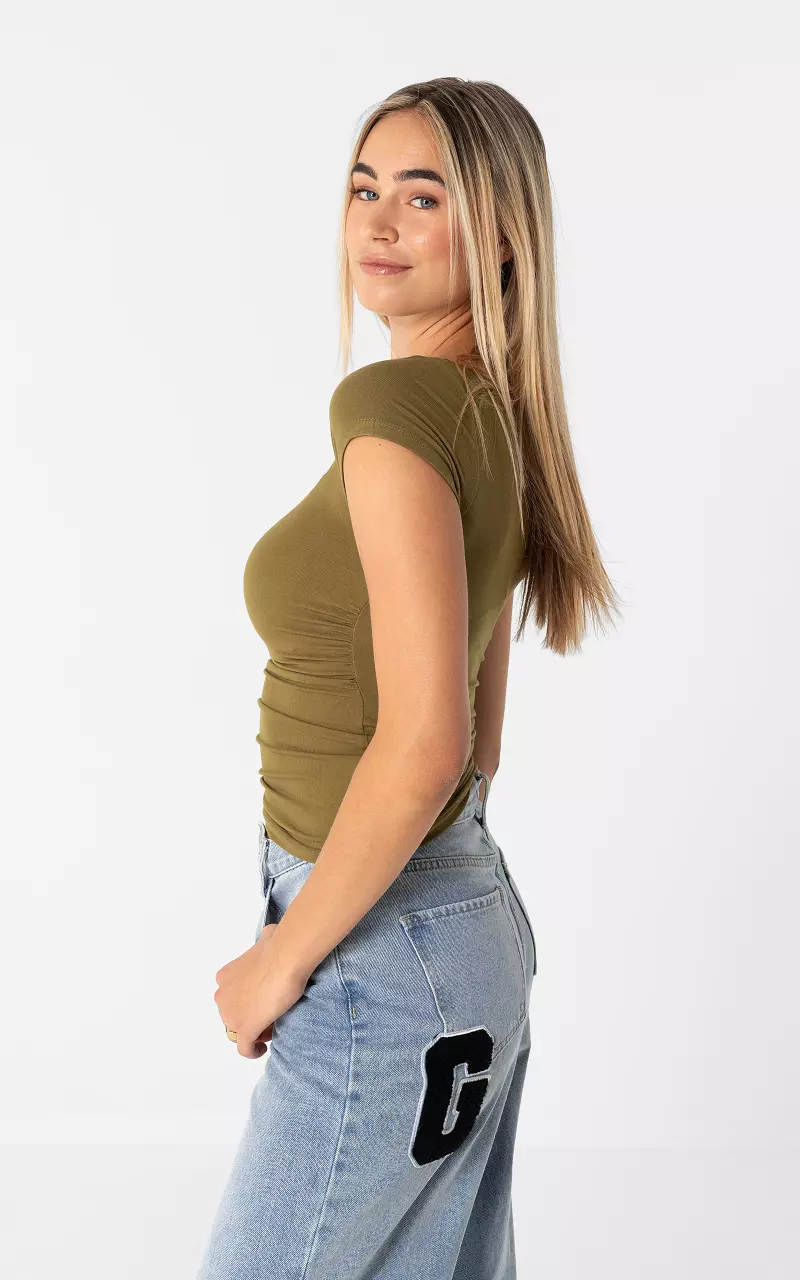 Top mit Falten Kaki