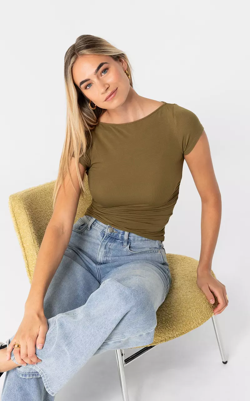 Top mit Falten Kaki