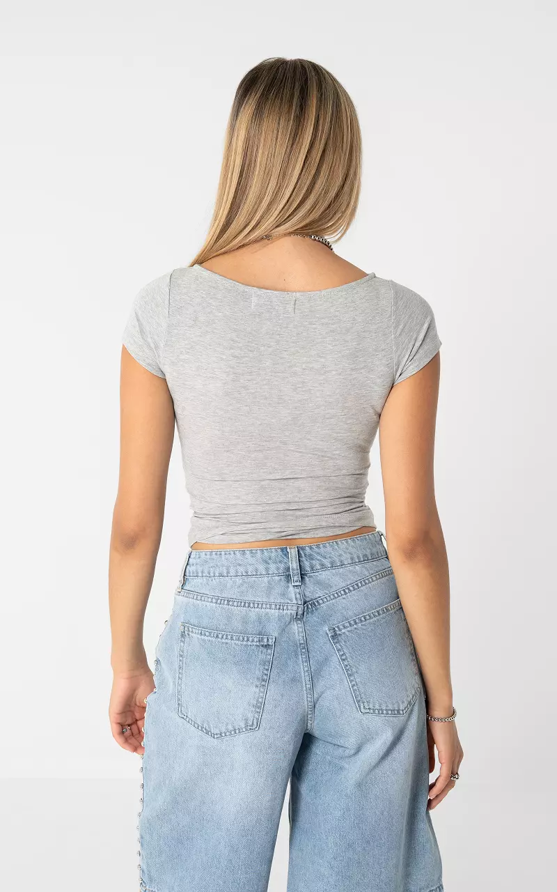 Top mit Falten Grau