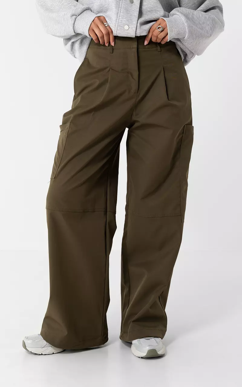 Cargohose mit Kordelzug Dunkelgrün